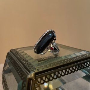 Black Crystal Stripe Statement Ring